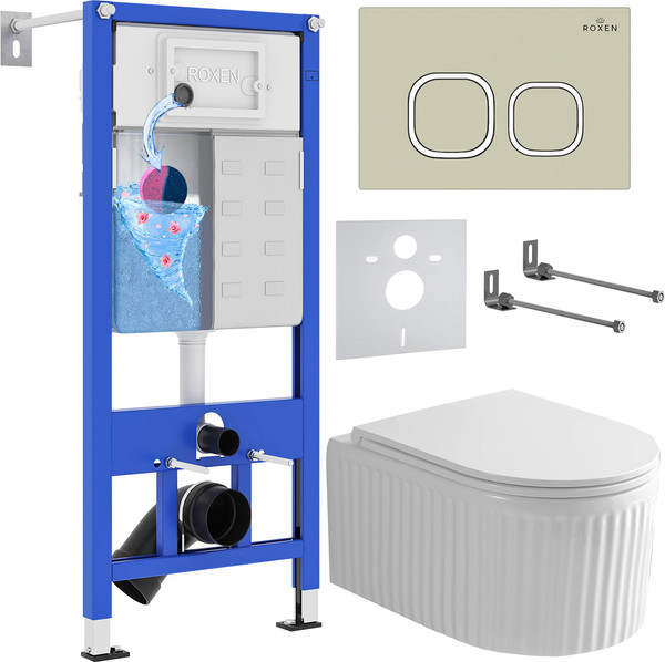 Унитаз подвесной с инсталляцией Roxen StounFix Dual Fresh 968277 - фото