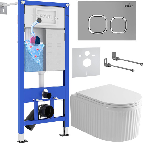 Унитаз подвесной с инсталляцией Roxen StounFix Dual Fresh 968275 - фото