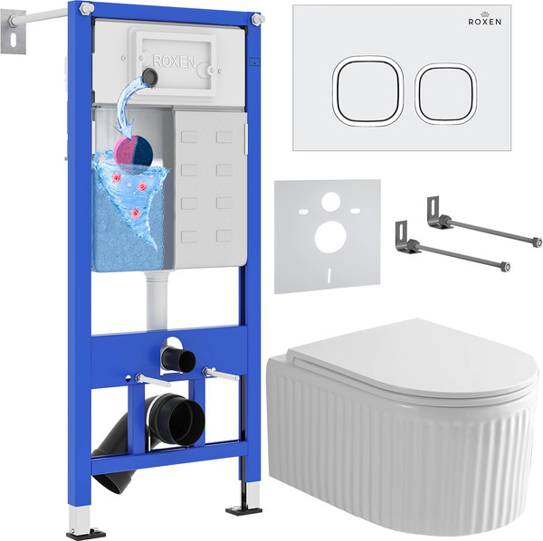 Унитаз подвесной с инсталляцией Roxen StounFix Dual Fresh 968265 - фото