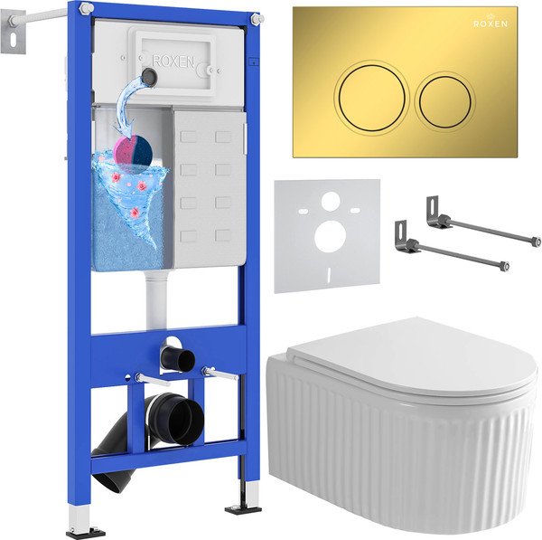 Унитаз подвесной с инсталляцией Roxen StounFix Dual Fresh 968254 - фото