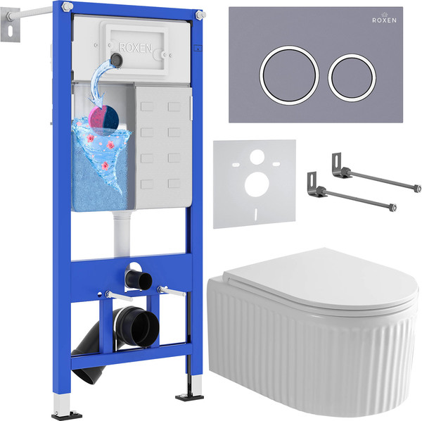 Унитаз подвесной с инсталляцией Roxen StounFix Dual Fresh 968253 - фото