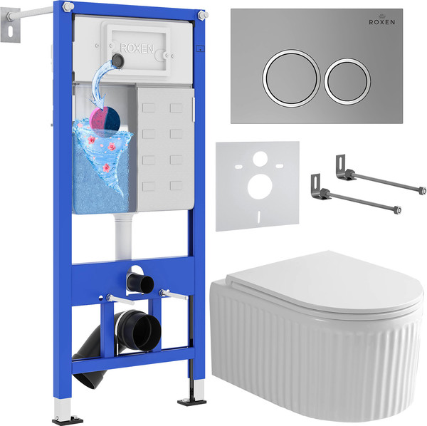 Унитаз подвесной с инсталляцией Roxen StounFix Dual Fresh 968246 - фото