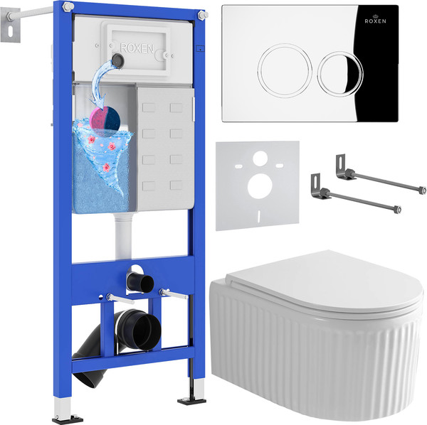 Унитаз подвесной с инсталляцией Roxen StounFix Dual Fresh 968245 - фото