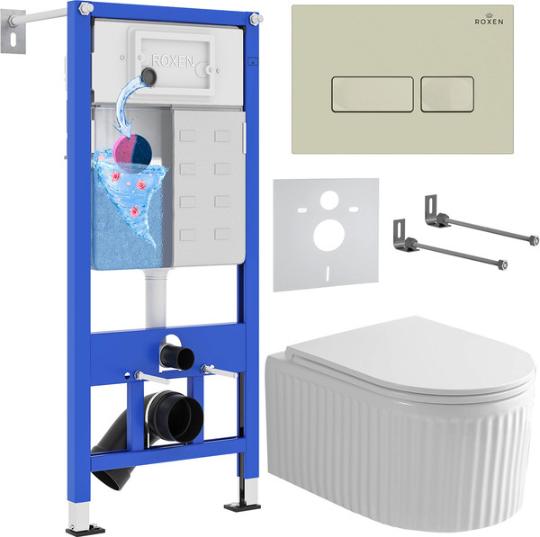 Унитаз подвесной с инсталляцией Roxen StounFix Dual Fresh 968222 - фото