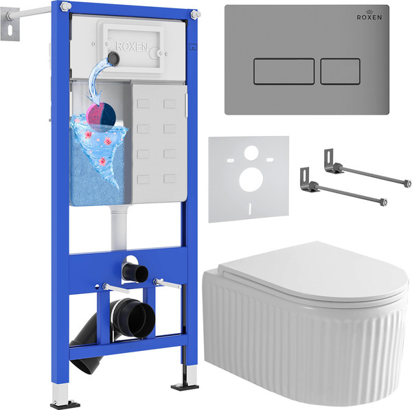 Унитаз подвесной с инсталляцией Roxen StounFix Dual Fresh 968214 - фото