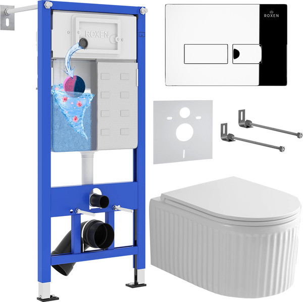 Унитаз подвесной с инсталляцией Roxen StounFix Dual Fresh 968213 - фото