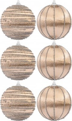 Набор шаров новогодних Elan Gallery Полоски / 970118 - фото