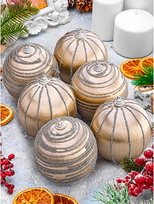 Набор шаров новогодних Elan Gallery Полоски / 970118