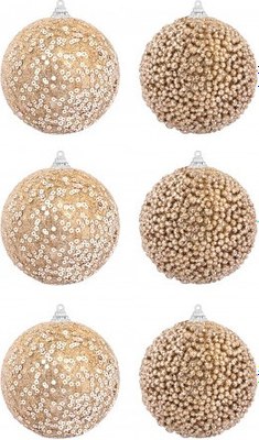 Набор шаров новогодних Elan Gallery Шампань пайетки / 970121 - фото