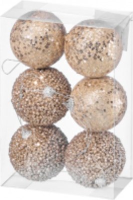 Набор шаров новогодних Elan Gallery Шампань пайетки / 970121