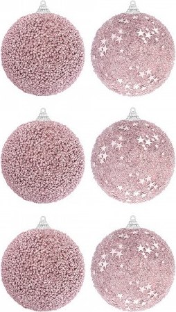 Набор шаров новогодних Elan Gallery Розэ с глиттером / 970126 - фото