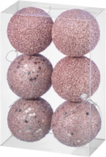 Набор шаров новогодних Elan Gallery Розэ с глиттером / 970126