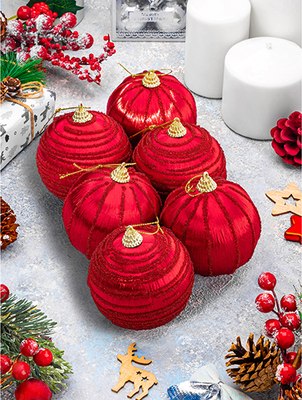 Набор шаров новогодних Elan Gallery Полоски / 970135