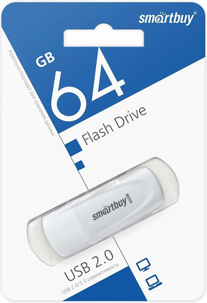 USB flash накопитель SmartBuy 64Gb Scout White (SB064GB2SCW)