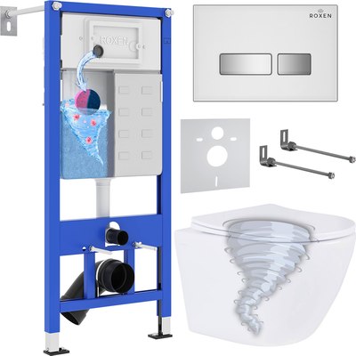 Унитаз подвесной с инсталляцией Roxen StounFix Dual Fresh 968395 - фото