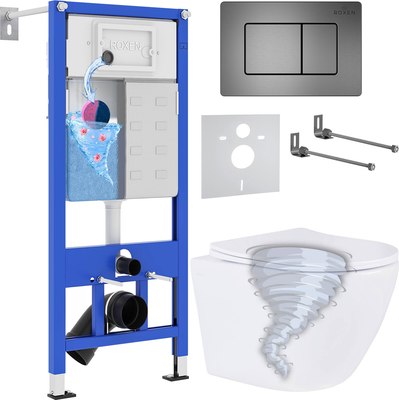 Унитаз подвесной с инсталляцией Roxen StounFix Dual Fresh 968391 - фото