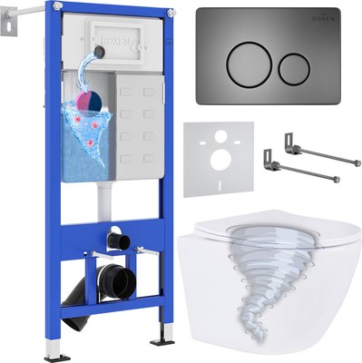 Унитаз подвесной с инсталляцией Roxen StounFix Dual Fresh 968390 - фото