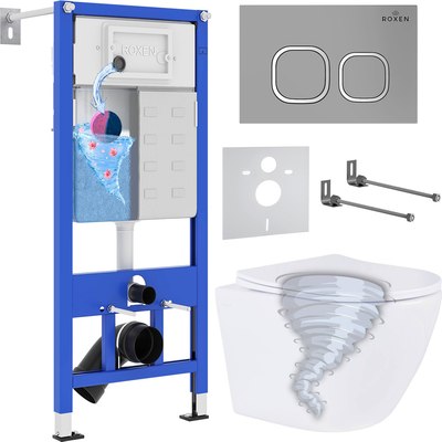 Унитаз подвесной с инсталляцией Roxen StounFix Dual Fresh 968387 - фото