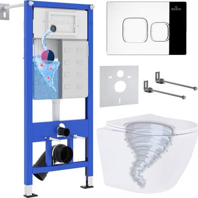 Унитаз подвесной с инсталляцией Roxen StounFix Dual Fresh 968385 - фото