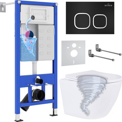 Унитаз подвесной с инсталляцией Roxen StounFix Dual Fresh 968377 - фото