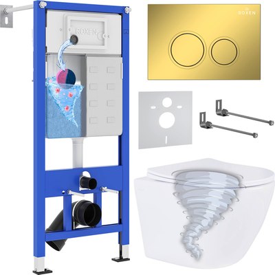 Унитаз подвесной с инсталляцией Roxen StounFix Dual Fresh 968356 - фото