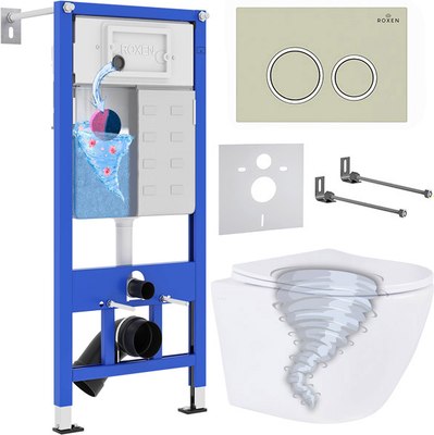 Унитаз подвесной с инсталляцией Roxen StounFix Dual Fresh 968346 - фото