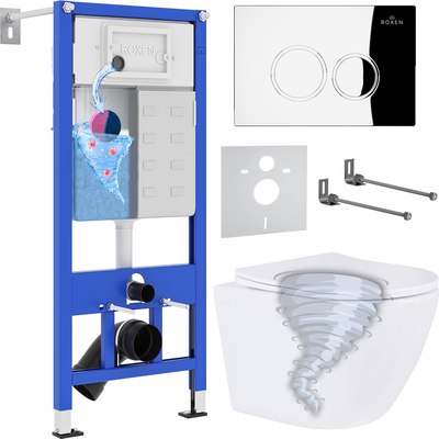 Унитаз подвесной с инсталляцией Roxen StounFix Dual Fresh 968340 - фото