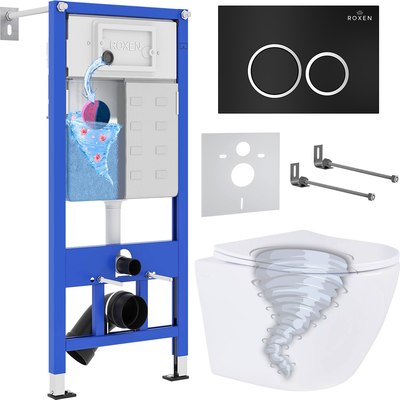 Унитаз подвесной с инсталляцией Roxen StounFix Dual Fresh 968339 - фото