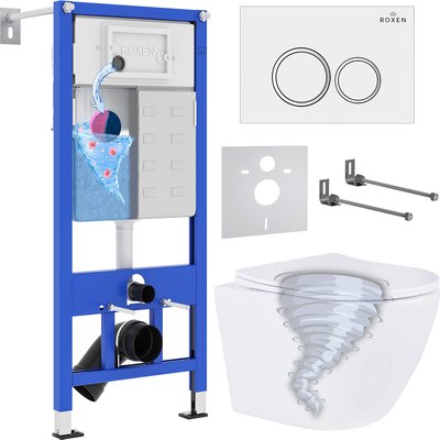 Унитаз подвесной с инсталляцией Roxen StounFix Dual Fresh 968335 - фото