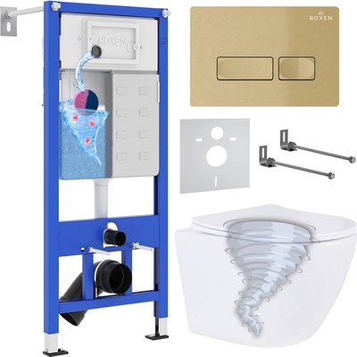 Унитаз подвесной с инсталляцией Roxen StounFix Dual Fresh 968332 - фото