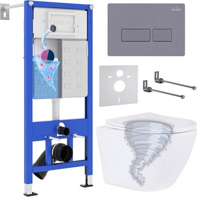 Унитаз подвесной с инсталляцией Roxen StounFix Dual Fresh 968330 - фото