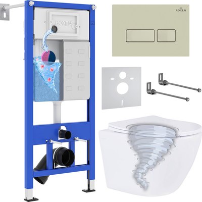 Унитаз подвесной с инсталляцией Roxen StounFix Dual Fresh 968326 - фото