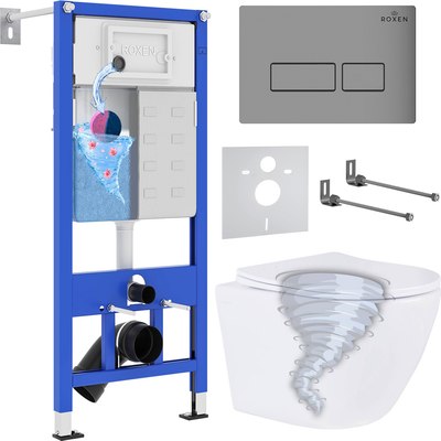 Унитаз подвесной с инсталляцией Roxen StounFix Dual Fresh 968322 - фото