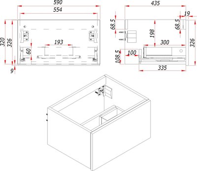 Тумба под умывальник ЗОВ Кито 60 / K60TS0MFLPM