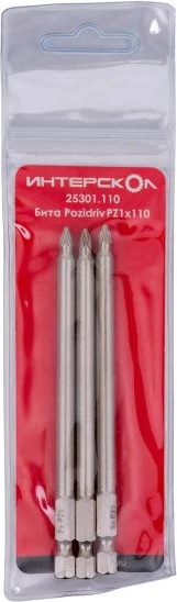 Набор бит Интерскол Pozidriv PZ1х110 - фото