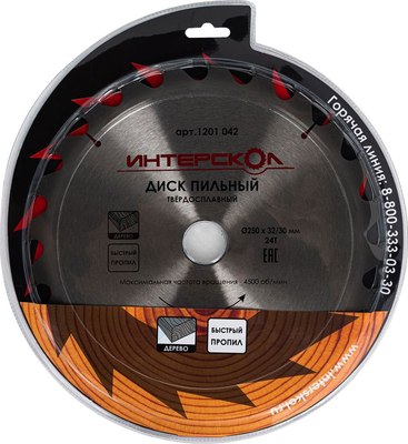 Пильный диск Интерскол 250x32/30-24Т