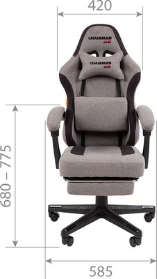 Кресло геймерское Chairman CH27 (серый/черный)