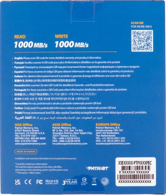 Внешний жесткий диск Patriot USB-C EXT 512GB (PTP512GPEC)