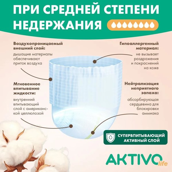 Трусы впитывающие для взрослых AKTIVOLIFE M