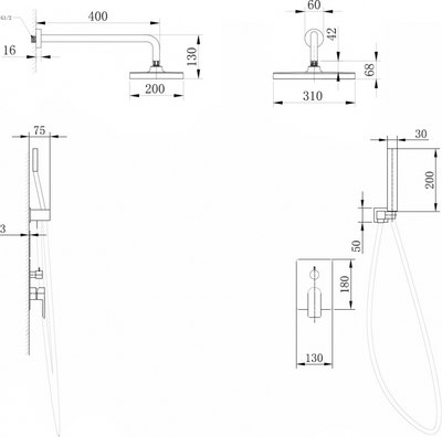 Душевая система Abber Weiss Insel AF8018FW