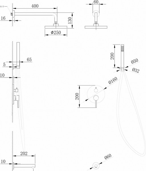 Душевая система со смесителем Abber Emotion AF8817NG