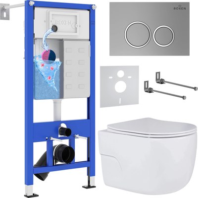 Унитаз подвесной с инсталляцией Roxen StounFix Dual Fresh 531880 - фото