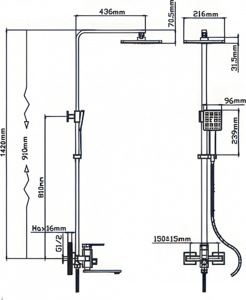 Душевая система со смесителем Potato Р3506ВL