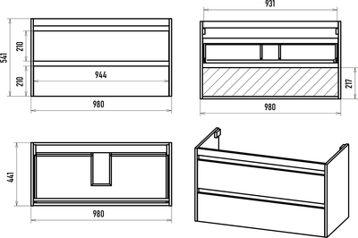 Тумба под умывальник Brevita Balaton 100 / BAL-06100-03-012Я