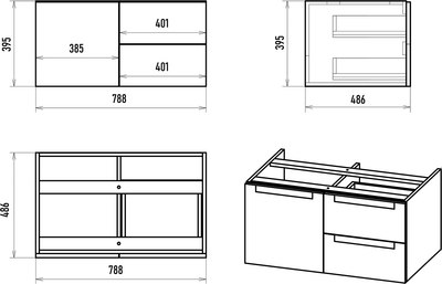 Тумба под умывальник Brevita Cargo 80 / CAR-01080-021П2Я