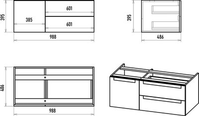 Тумба под умывальник Brevita Cargo 100 / CAR-01100-021П2Я