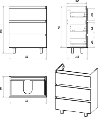Тумба под умывальник Brevita Victory 70 / VIC-07070-0103Я