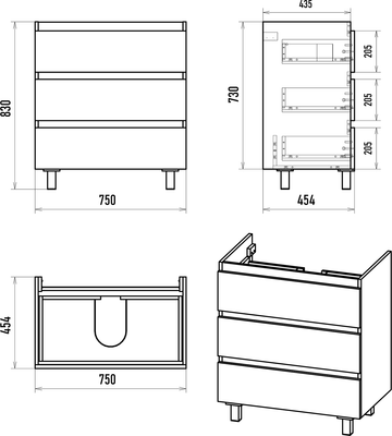 Тумба под умывальник Brevita Victory 80 / VIC-07080-50-03Я