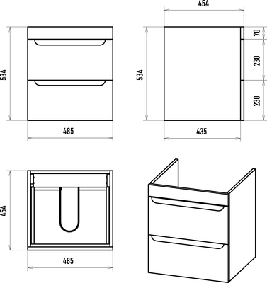Тумба под умывальник Misty Бриз 50 /  П-Бри-09050-012Я