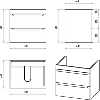 Тумба под умывальник Misty Бриз 60 / П-Бри-09060-012Я